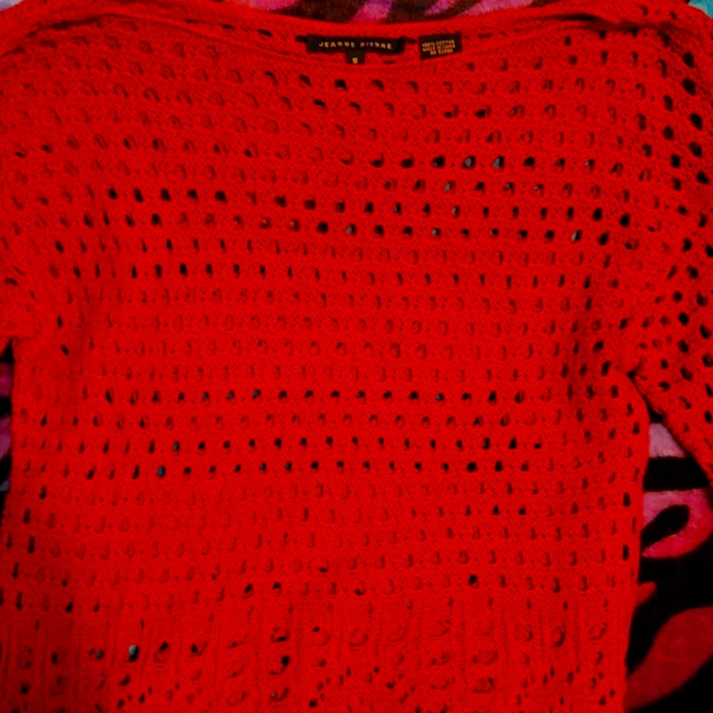 EUC red crocheted sweater